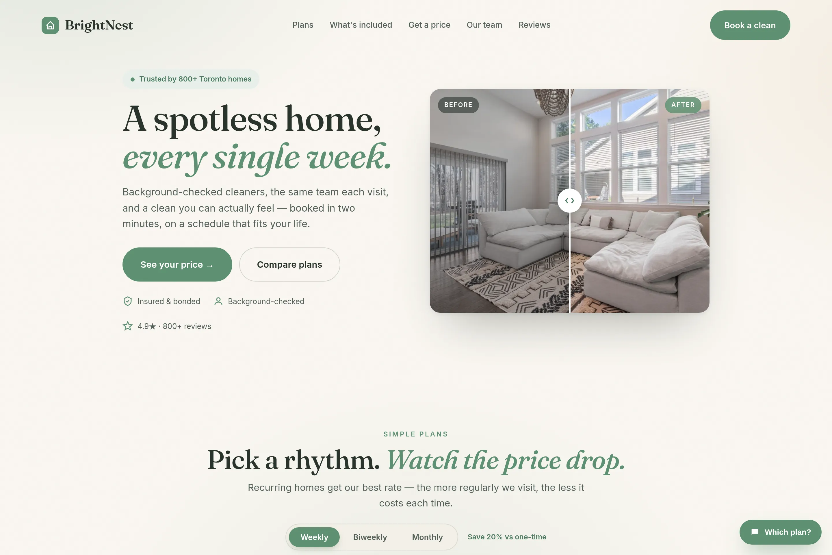 BrightNest Cleaning Co. — Booking-first website concept demo