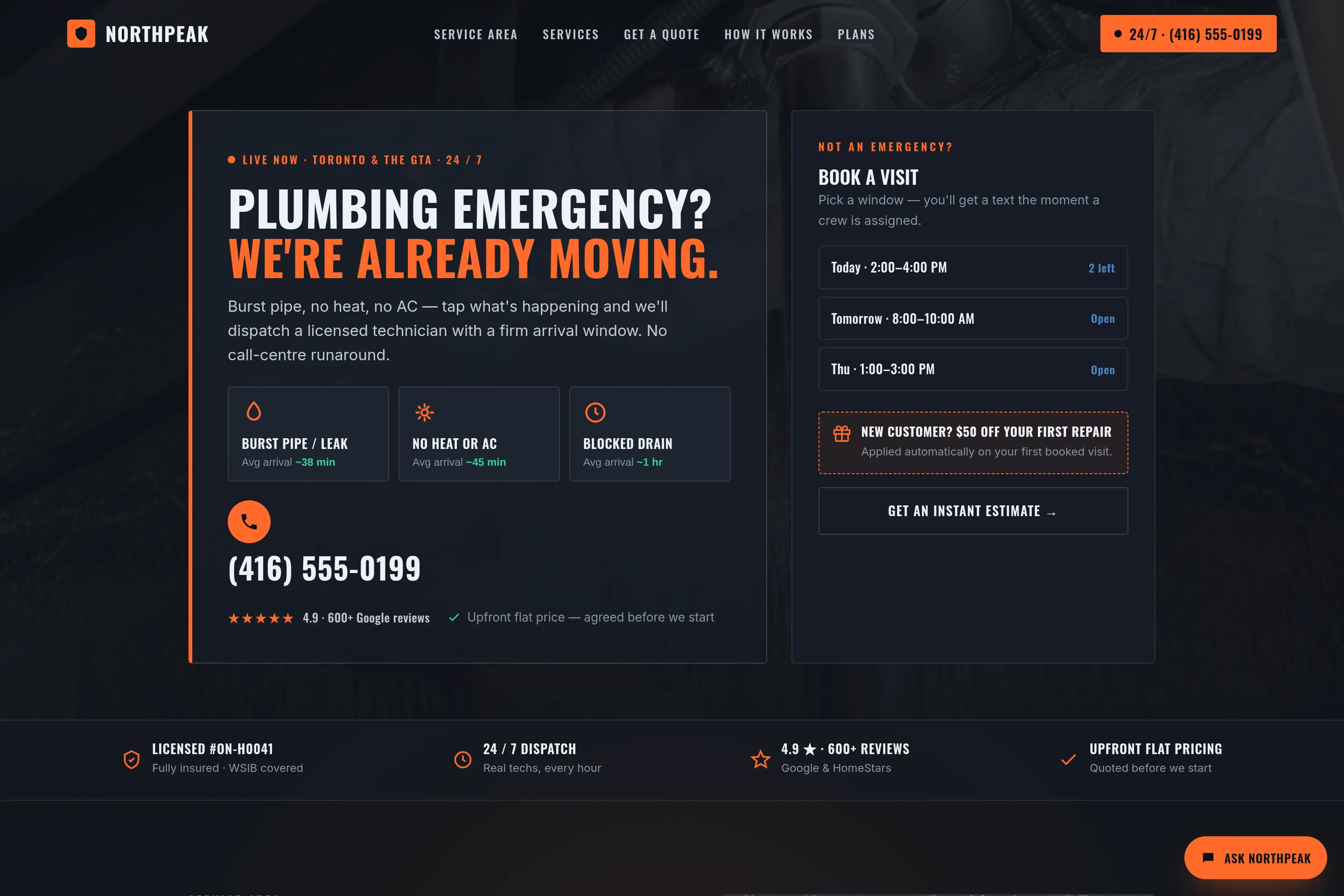 NorthPeak Plumbing & Heating — Trades & emergency site concept demo